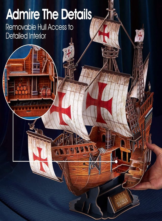CubicFun 3D Puzzles for Adults Santa Maria Ship Model Spanish Vessel Puzzles for Adults and Kids, Desk Decor Building Kits Brain Teaser Hobby Gifts for Women and Men, 204 Pieces - Image 3
